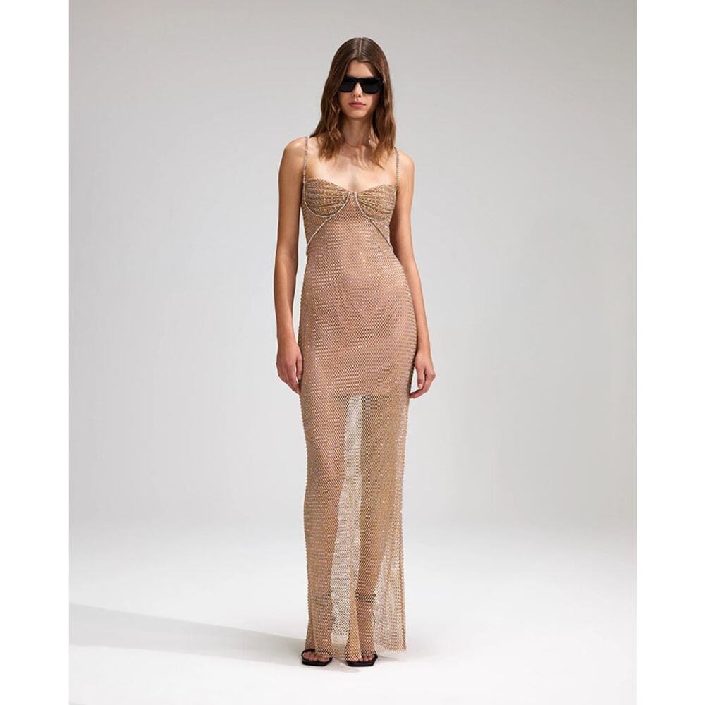 Self-Portrait Embellished Fishnet Maxi Dress‎ NEW US Size 2 / UK 6 - Picture 16 of 16